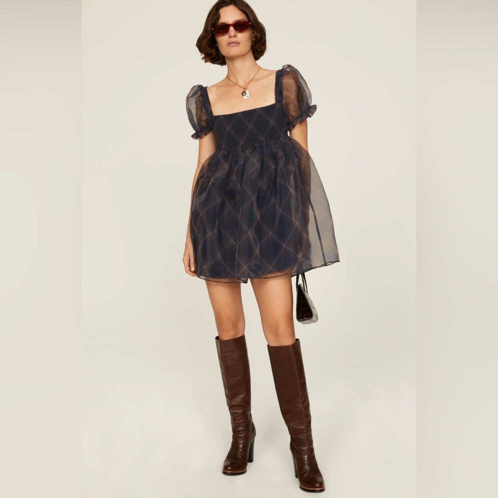 WeWoreWhat Puff Sleeve Organza Mini Babydoll Dress